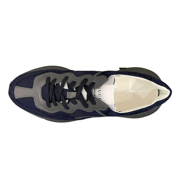 New GUCCI GG Supreme Maxi BLUE Gray Canvas Rhython Sneakers Men's 12 | US 12.5 - Picture 4 of 16